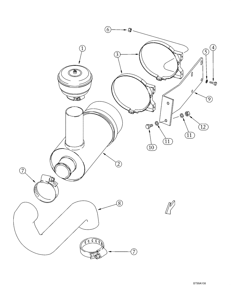 Схема запчастей Case 585G - (02-03) - AIR CLEANER - AIR INTAKE PARTS (02) - ENGINE