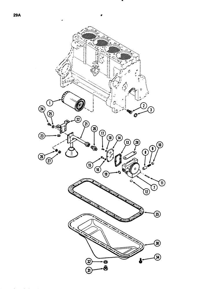 Схема запчастей Case 450B - (029A) - OIL FILTER, 207 NATURALLY ASPIRATED DIESEL ENGINE, FIXED SCREEN TYPE (01) - ENGINE