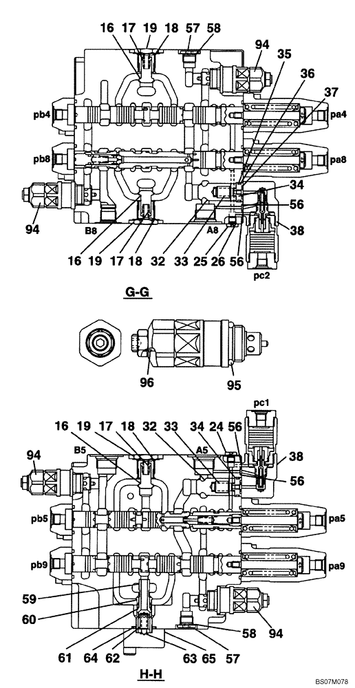 Схема запчастей Case CX135SR - (08-22) - KMJ10660 VALVE ASSY, CONTROL - MODELS WITHOUT DOZER BLADE (08) - HYDRAULICS