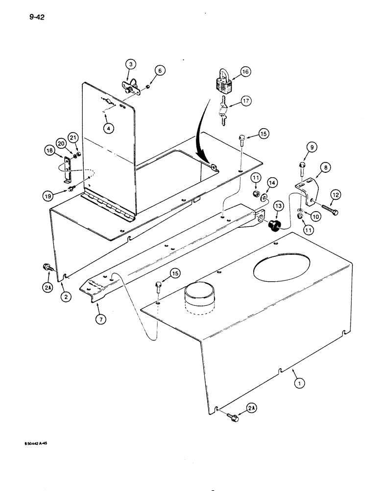 Схема запчастей Case 855D - (9-042) - HOOD (09) - CHASSIS/ATTACHMENTS