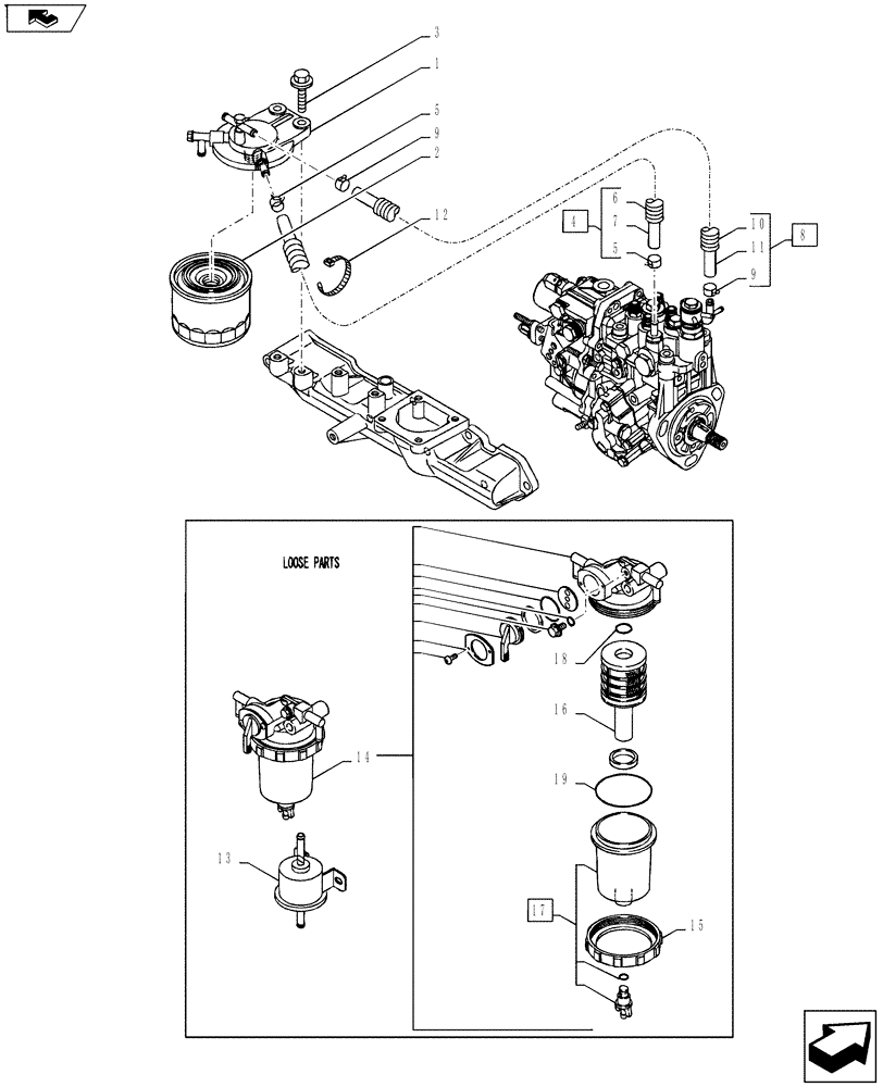 Схема запчастей Case CX27B ASN - (10.214.01) - FUEL LINE (10) - ENGINE