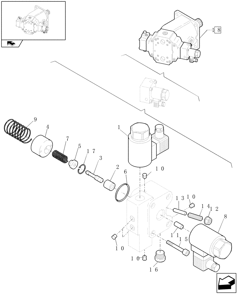 Схема запчастей Case 221E - (076/01[21]) - HYDRAULIC MOTOR ADJUSTMENT : CONTROL UNIT (HIGH SPEED) (05) - REAR AXLE