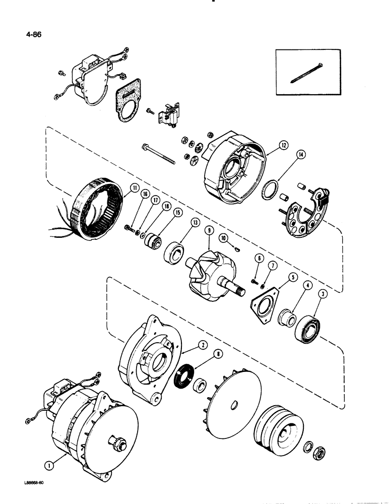 Схема запчастей Case 1450B - (4-086) - R36587 ALTERNATOR ASSEMBLY, MOTOROLA NO. 70D44025F01 (04) - ELECTRICAL SYSTEMS