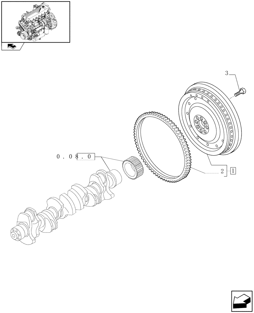 Схема запчастей Case F2CE9684D E013 - (0.08.3) - FLYWHEEL (504129521) 