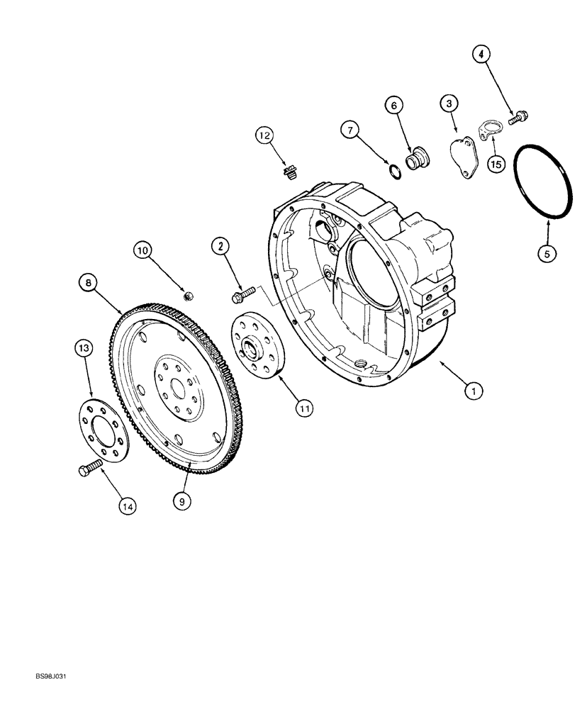 Схема запчастей Case 550G - (2-53A) - FLYWHEEL AND HOUSING, 4-390 AND 4T-390 EMISSIONS CERTIFIED ENGINE, P.I.N. JJG0255794 AND AFTER (01) - ENGINE