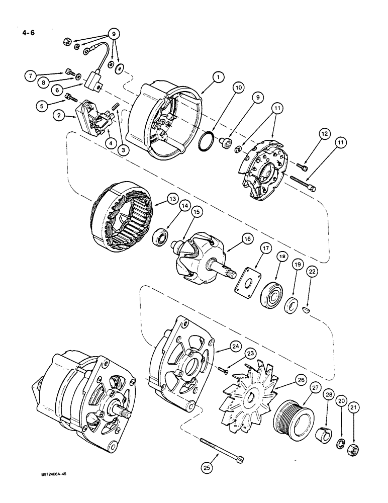 Схема запчастей Case 550 - (4-06) - A186125 ALTERNATOR - 65 AMPERE (04) - ELECTRICAL SYSTEMS