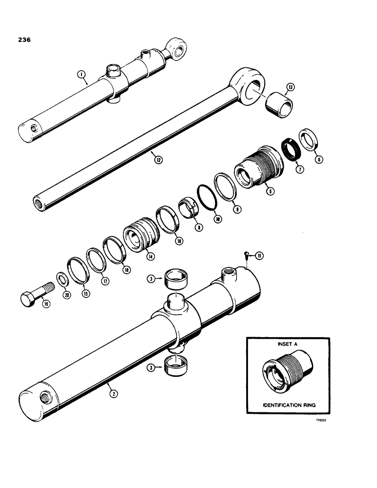 Схема запчастей Case 35 - (236) - G101186 AND G101187 LOADER BUCKET TILT CYLINDERS, WITH ONE PIECE PISTON 