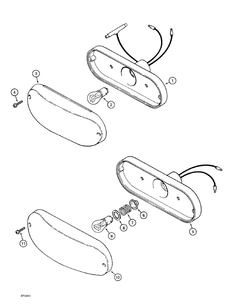 Схема запчастей Case 590L - (4-36) - CANOPY TRACTOR LAMPS, STOP AND TAIL LAMPS AND, TURN SIGNAL AND FLASHER LAMPS (04) - ELECTRICAL SYSTEMS