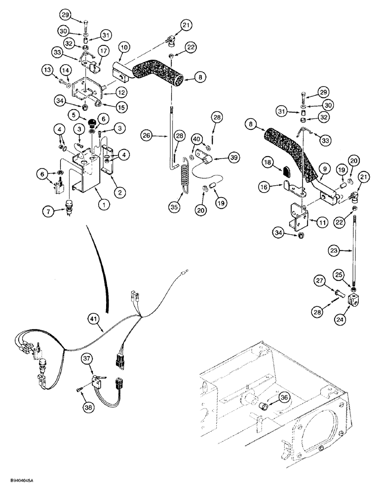 Схема запчастей Case 1825 - (7-06) - SEAT BARS AND PARKING BRAKE CONTROL, EUROPEAN MODELS, P.I.N. JAF0140357 AND AFTER (07) - BRAKES