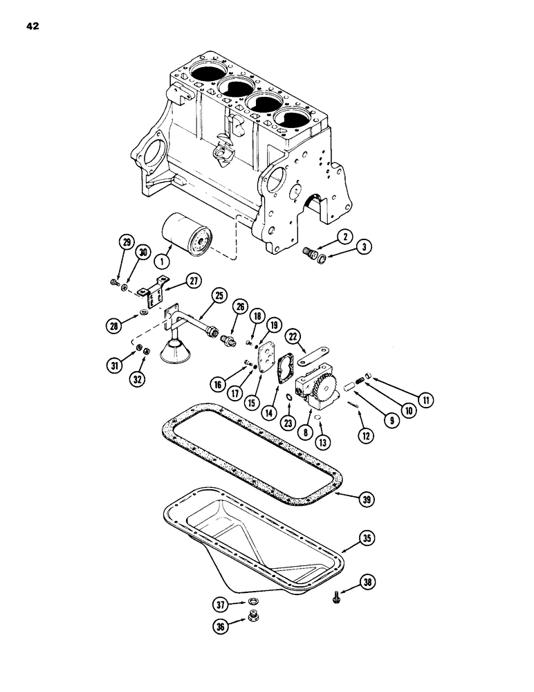 Схема запчастей Case 1835 - (042) - OIL FILTER, 188 DIESEL ENGINE (02) - ENGINE