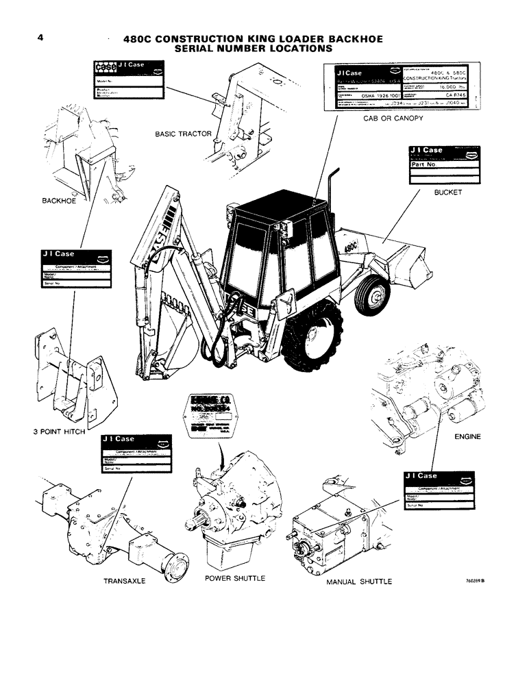 Схема запчастей Case 480C - (004) - SERIAL NUMBER LOCATIONS (05) - SERVICE & MAINTENANCE