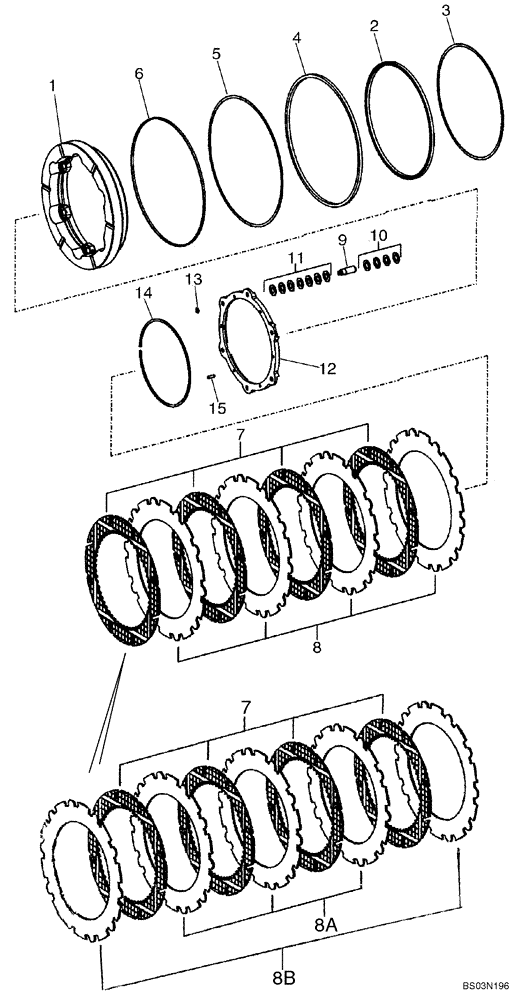 Схема запчастей Case 721E - (06-46) - AXLE, REAR - HUB, DISC BRAKES - PRIOR TO P.I.N. N8F203816 (06) - POWER TRAIN