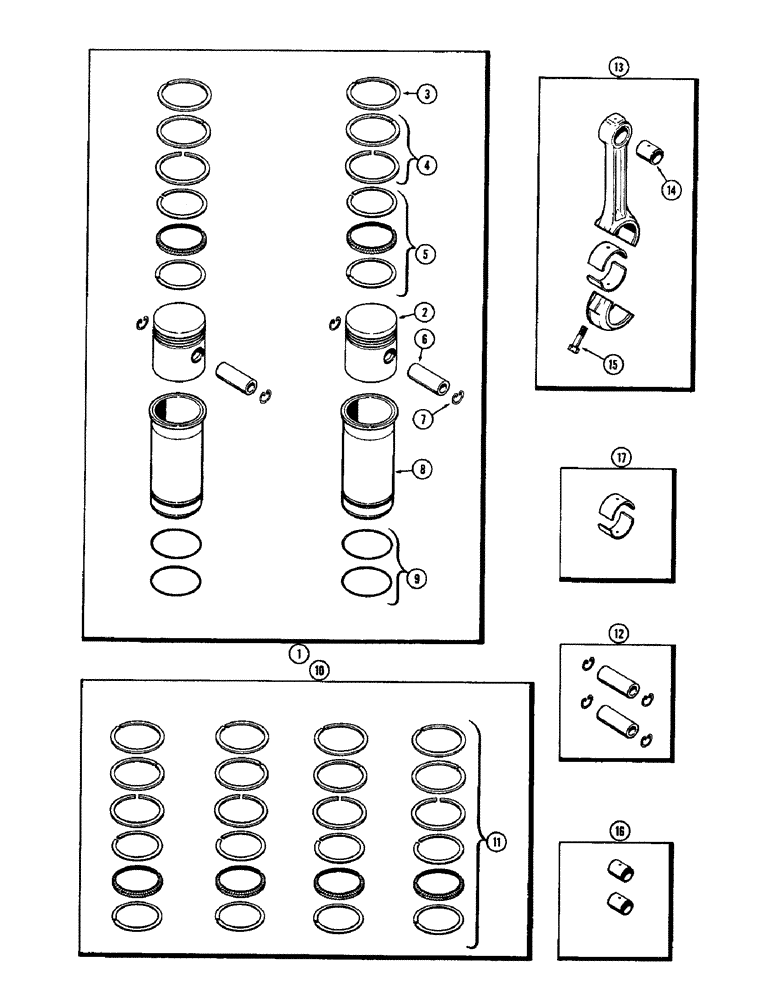 Схема запчастей Case 750 - (026) - PISTON ASSEMBLY AND CONNECTING RODS, (267) DIESEL ENGINE (01) - ENGINE