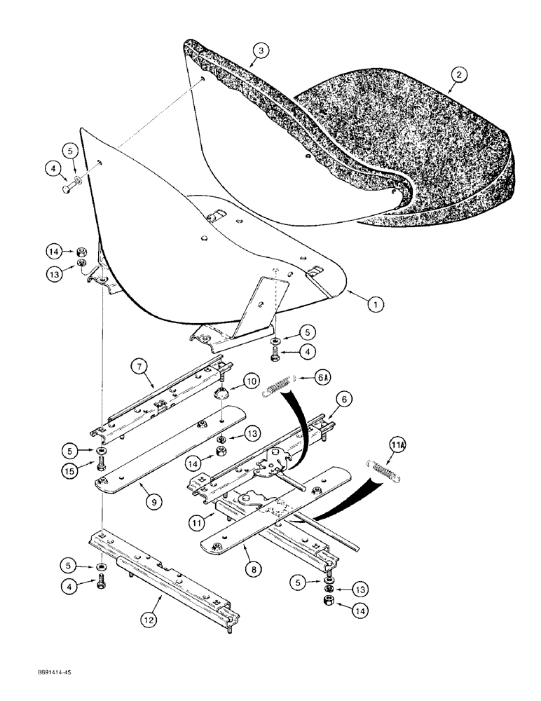 Схема запчастей Case 480F - (9-114) - D124540 DELUXE SEAT ASSEMBLY (09) - CHASSIS/ATTACHMENTS