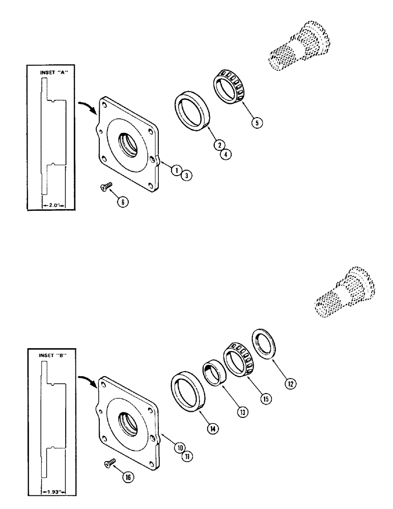 Схема запчастей Case 580B - (203A) - DIFFERENTIAL, BEARING CARRIER, TRANS. SER. NO. 2438862 THRU 2446129 ONLY (06) - POWER TRAIN