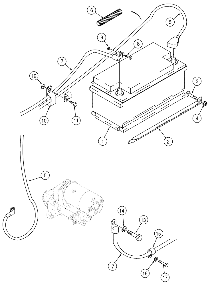 Схема запчастей Case 75XT - (04-04) - BATTERY - CABLES (04) - ELECTRICAL SYSTEMS