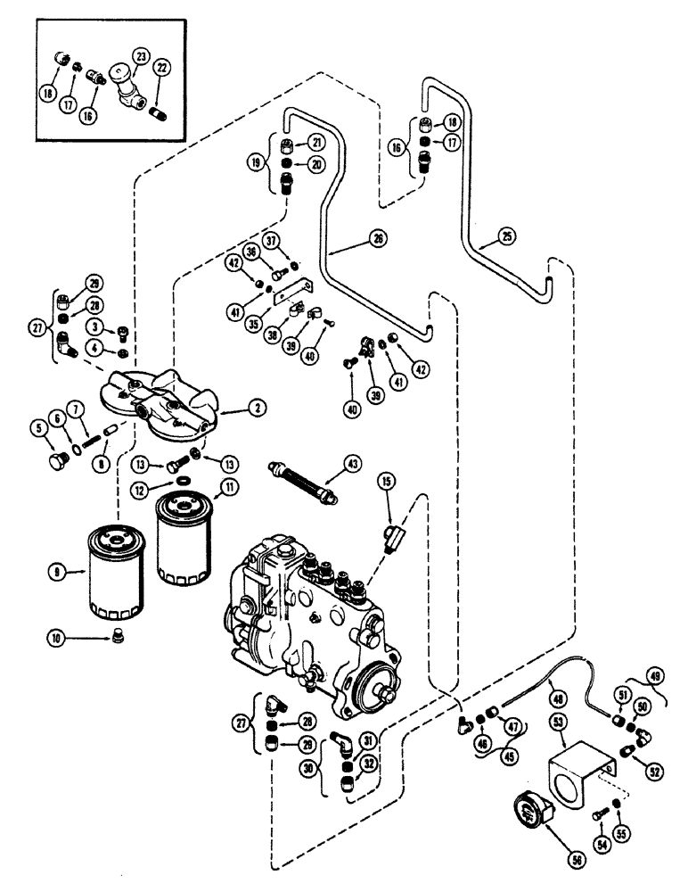 Схема запчастей Case 680CK - (034) - FUEL INJECTION FILTER SYSTEM, (267) DIESEL ENGINE (10) - ENGINE