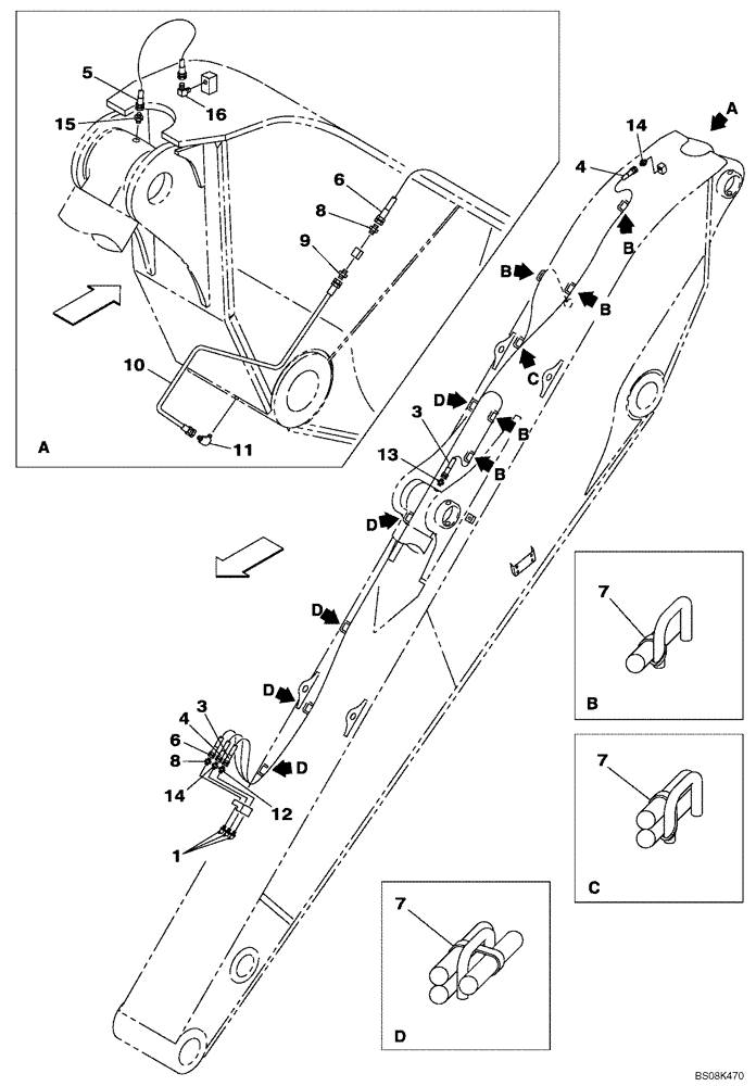 Схема запчастей Case CX800B - (09-62) - LUBRICATION CIRCUIT - ARM - S LONG (5.60 M) (09) - CHASSIS