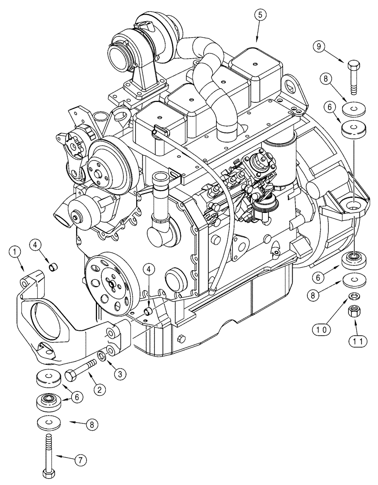 Схема запчастей Case 90XT - (02-09) - ENGINE MOUNTING (02) - ENGINE