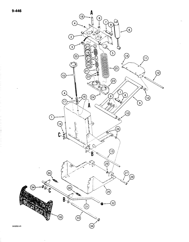 Схема запчастей Case 780C - (9-446) - D127368 SUSPENSION SEAT ADJUSTER ASSEMBLY (09) - CHASSIS/ATTACHMENTS