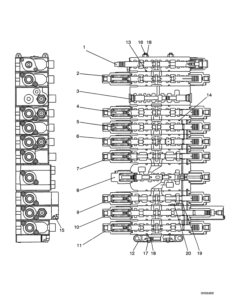 Схема запчастей Case CX47 - (08-34[00]) - VALVE ASSY - CONTROL (08) - HYDRAULICS