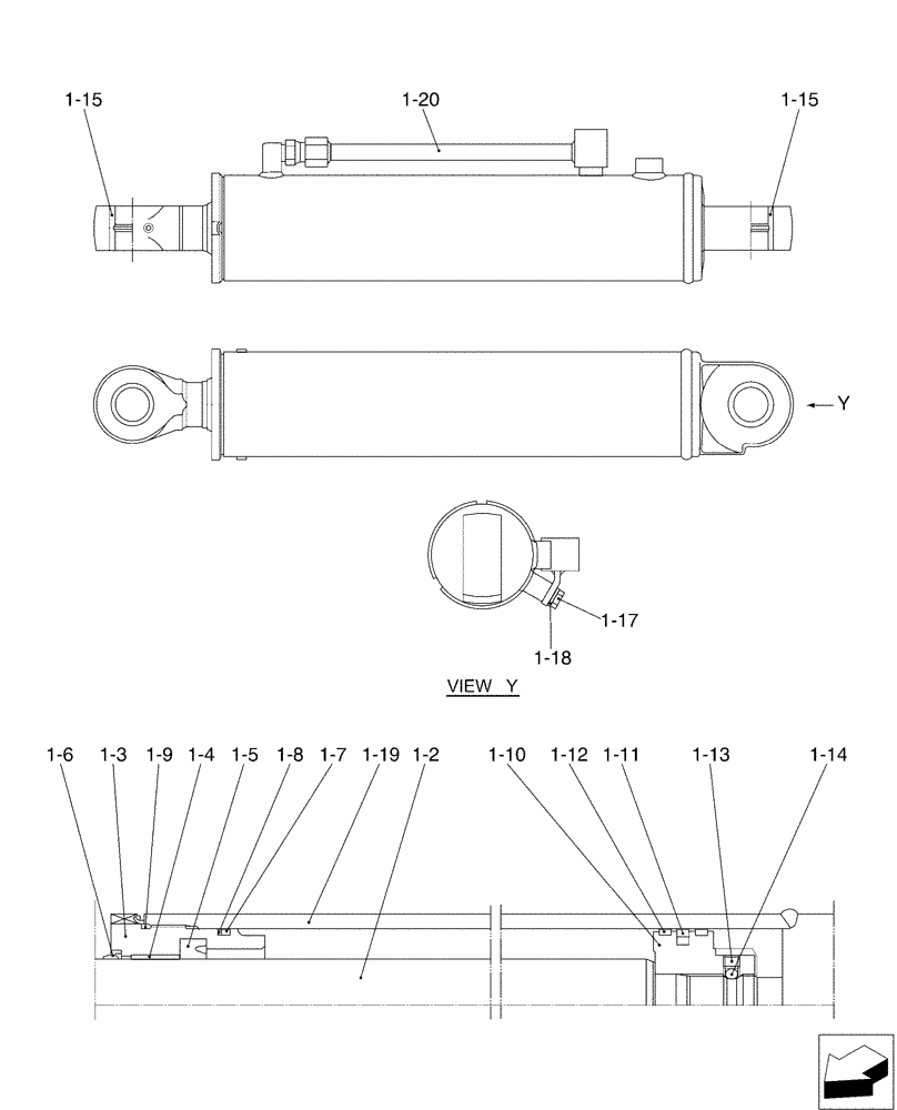 Схема запчастей Case CX50B - (02-022[02]) - CYLINDER INSTAL, ANGLE DOZER (35) - HYDRAULIC SYSTEMS