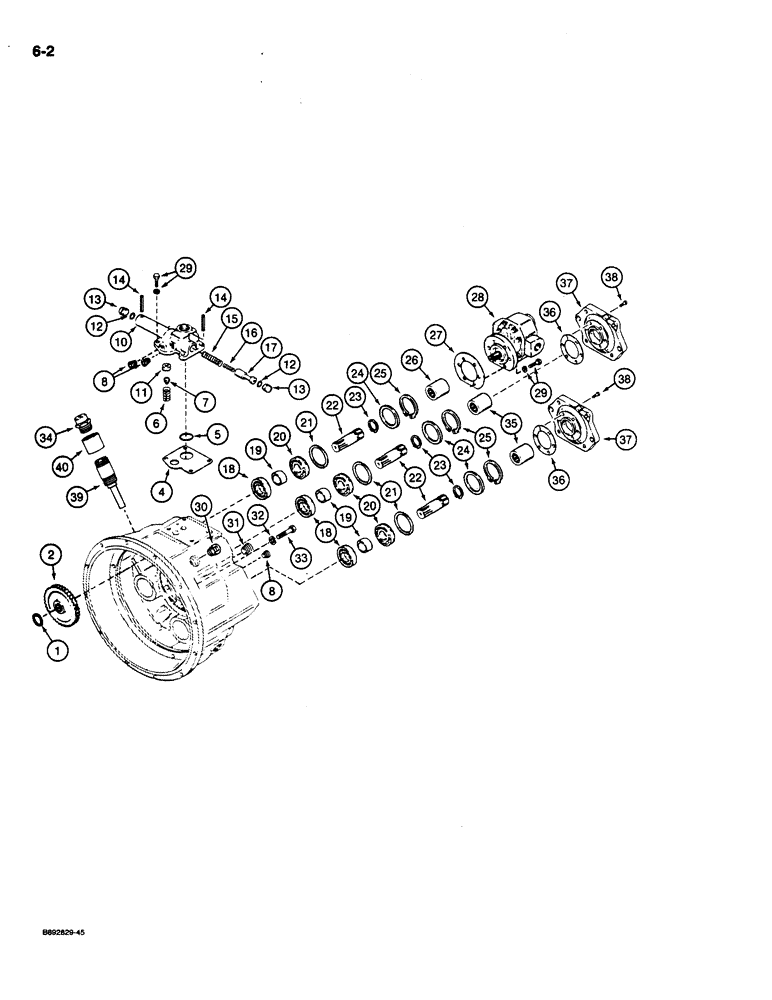 Схема запчастей Case 1085C - (6-02) - TORQUE CONVERTER, HOUSING, VALVE AND CHARGING PUMP (06) - POWER TRAIN