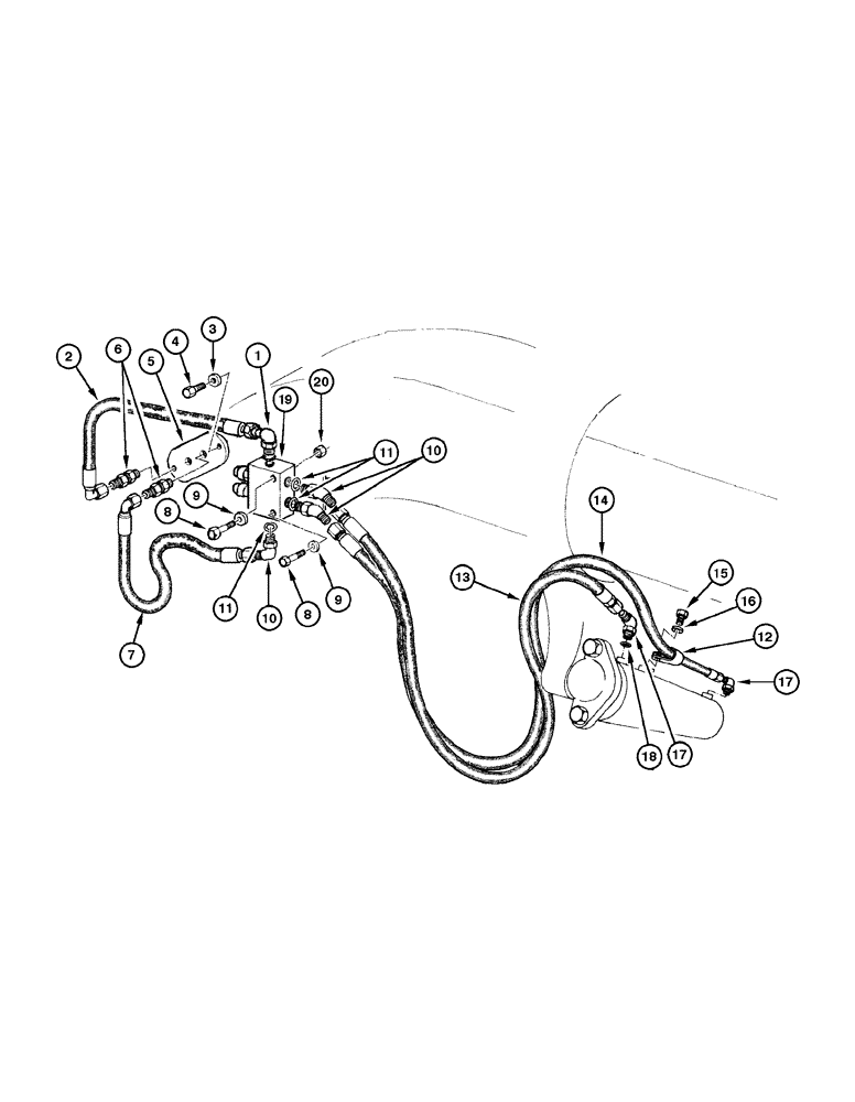 Схема запчастей Case 885 - (08-038[01]) - CIRCLE HYDRAULIC CIRCUIT - SIDE SHIFT (08) - HYDRAULICS