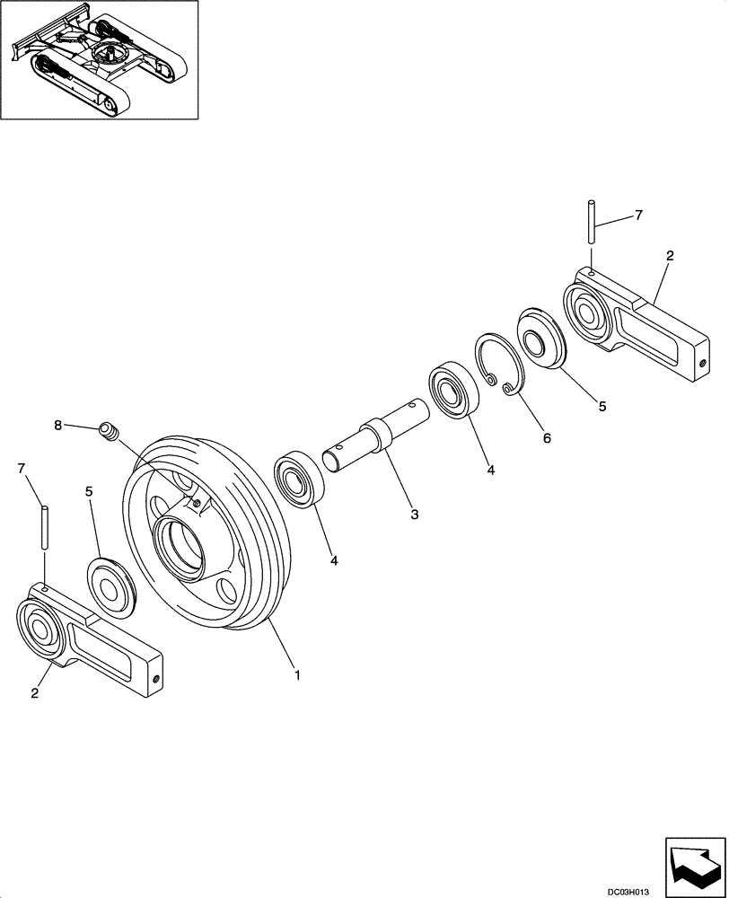 Схема запчастей Case CX25 - (05-05[00]) - TRACK - IDLER ASSY (11) - TRACKS/STEERING