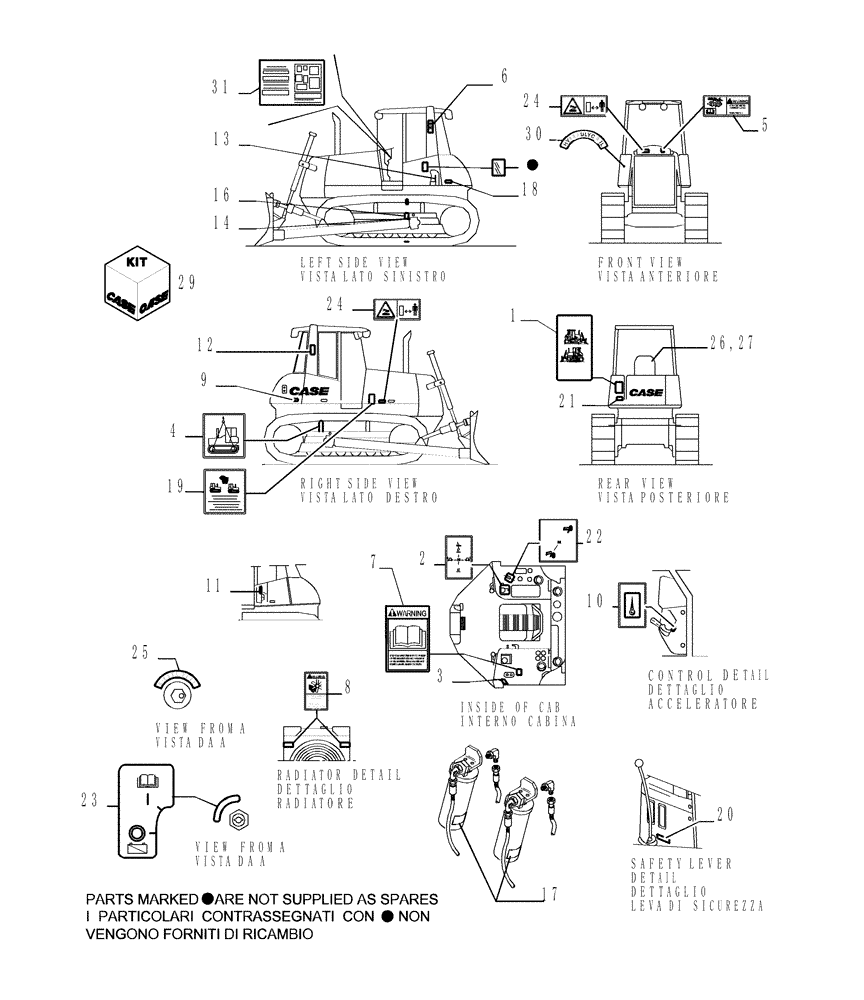 Схема запчастей Case 1850K - (9.782[01]) - DECALS - (SPANISH) - OPTIONAL CODE 784142211 (19) - OPTIONS