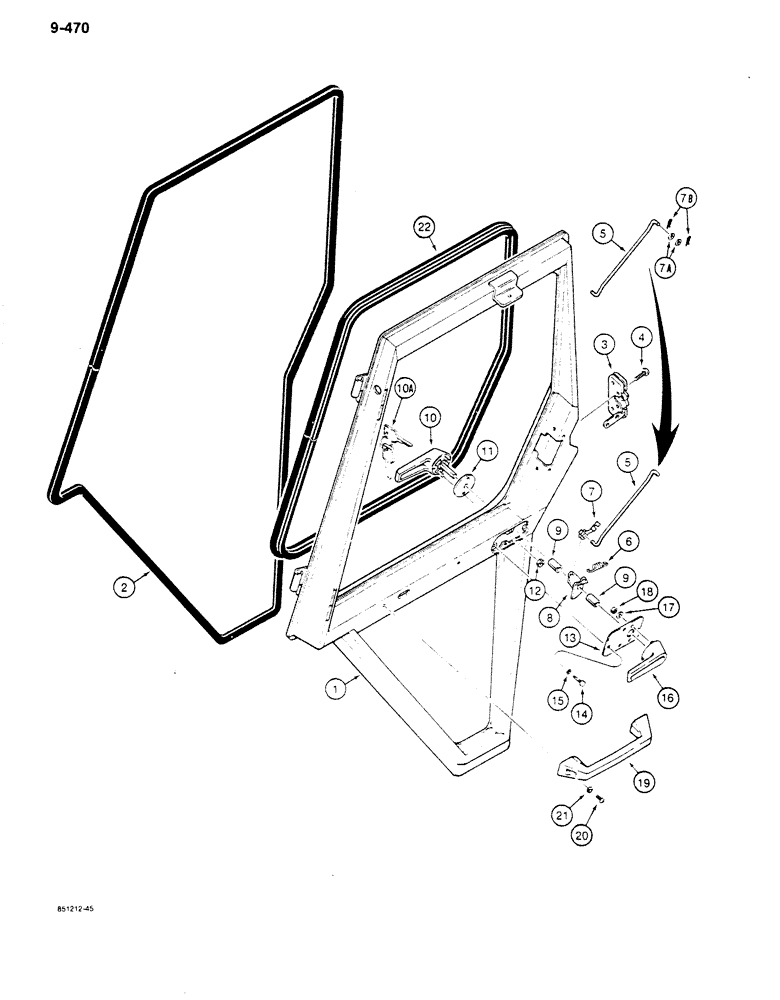 Схема запчастей Case 680K - (9-470) - CAB DOOR (09) - CHASSIS/ATTACHMENTS