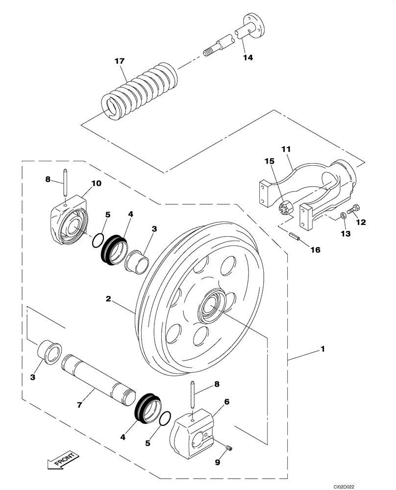 Схема запчастей Case CX75SR - (05-06) - TRACK - IDLER (11) - TRACKS/STEERING