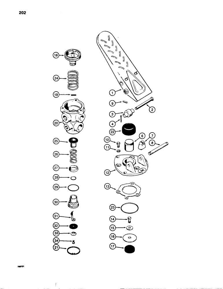 Схема запчастей Case 780B - (202) - BRAKE SYSTEM, L73042 TREADLE AND BRAKE VALVE (07) - BRAKES