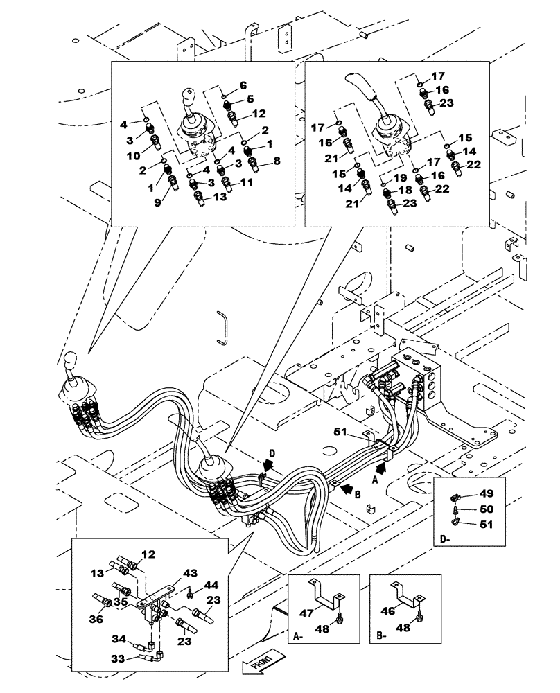 Схема запчастей Case CX470C - (08-032-00[01]) - HYDRAULIC CIRCUIT - TRAVEL PILOT - WITH SAFETY VALVE (07) - HYDRAULIC SYSTEM