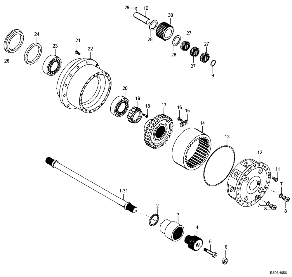 Схема запчастей Case 327B - (32A00000676[001]) - WHEEL REDUCTON GEAR, INTERMEDIATE AXLE (P.I.N. HHD0327BN7PG57000 AND AFTER) (84147720) (11) - AXLES/WHEELS