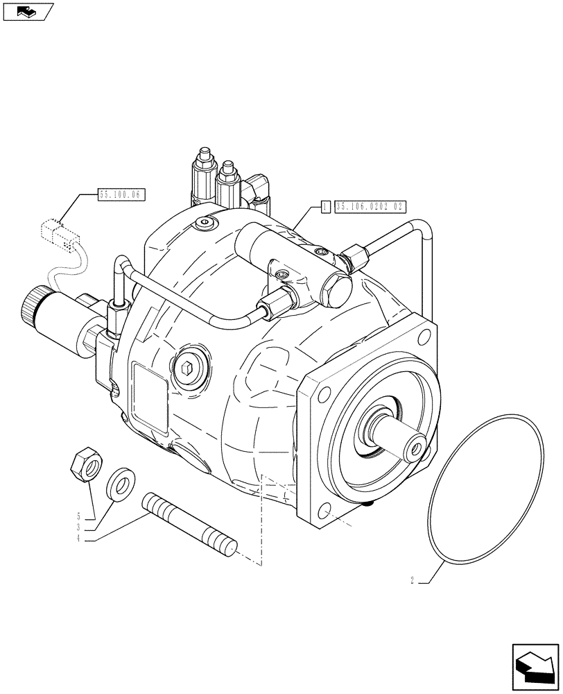 Схема запчастей Case 590SN - (35.106.0202[01]) - PUMP, EQUIPMENT HYDRAULIC (35) - HYDRAULIC SYSTEMS