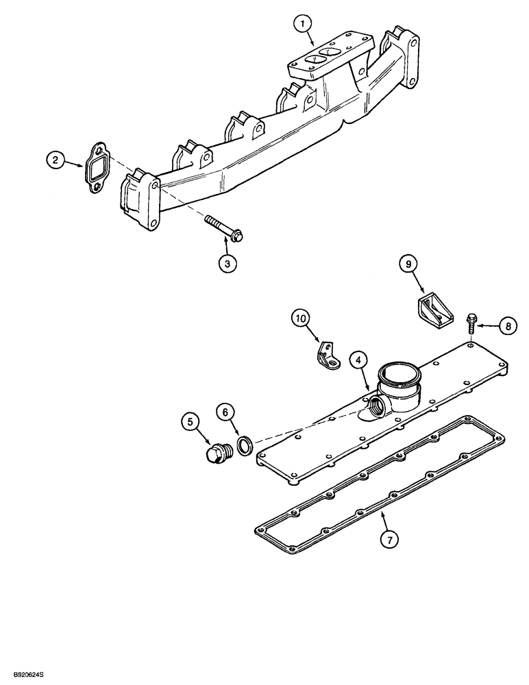 Схема запчастей Case 850G - (2-27A) - EXHAUST & INTAKE MANIFOLDS (P.I.N. JJG0254005 TO JJG0254009, JJG0254015 AND AFTER) (01) - ENGINE