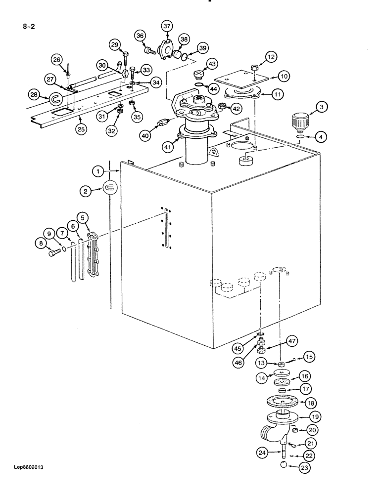 Схема запчастей Case 888 - (8-002) - HYDRAULIC RESERVOIR (08) - HYDRAULICS