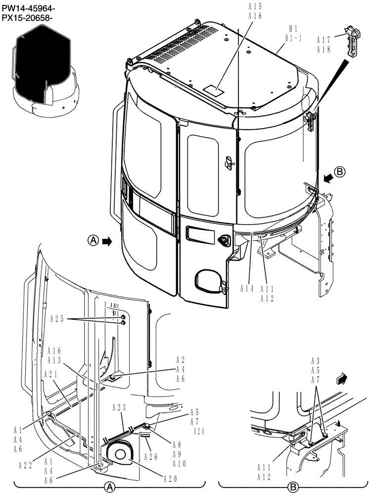 Схема запчастей Case CX31B - (178-17[1]) - CAB INSTAL (00) - GENERAL & PICTORIAL INDEX