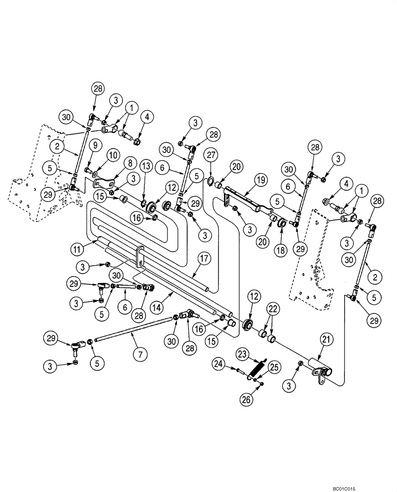 Схема запчастей Case 60XT - (09-14) - LINKAGE - LOADER AND GROUND DRIVE (09) - CHASSIS