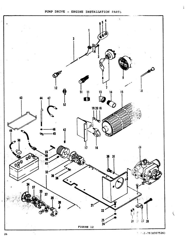 Схема запчастей Case DAVIS - (26) - PUMP DRIVE, ENGINE INSTALLATION PARTS 