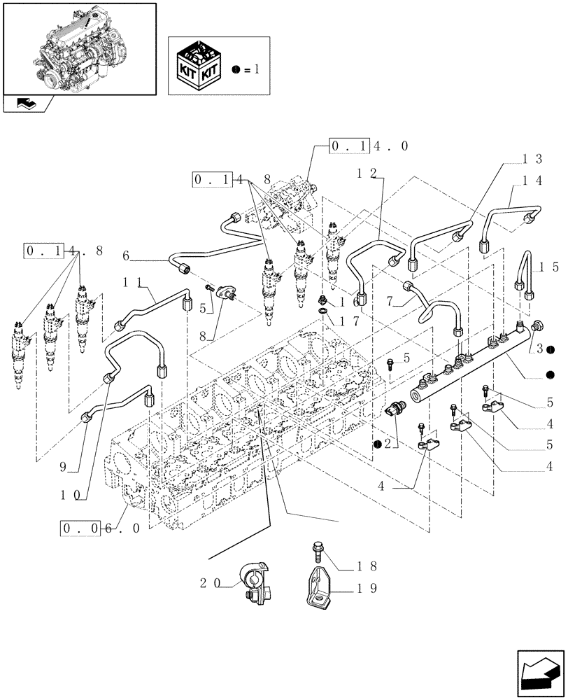 Схема запчастей Case F2CE9684C E015 - (0.14.9) - INJECTION EQUIPMENT - PIPING (504129899) 