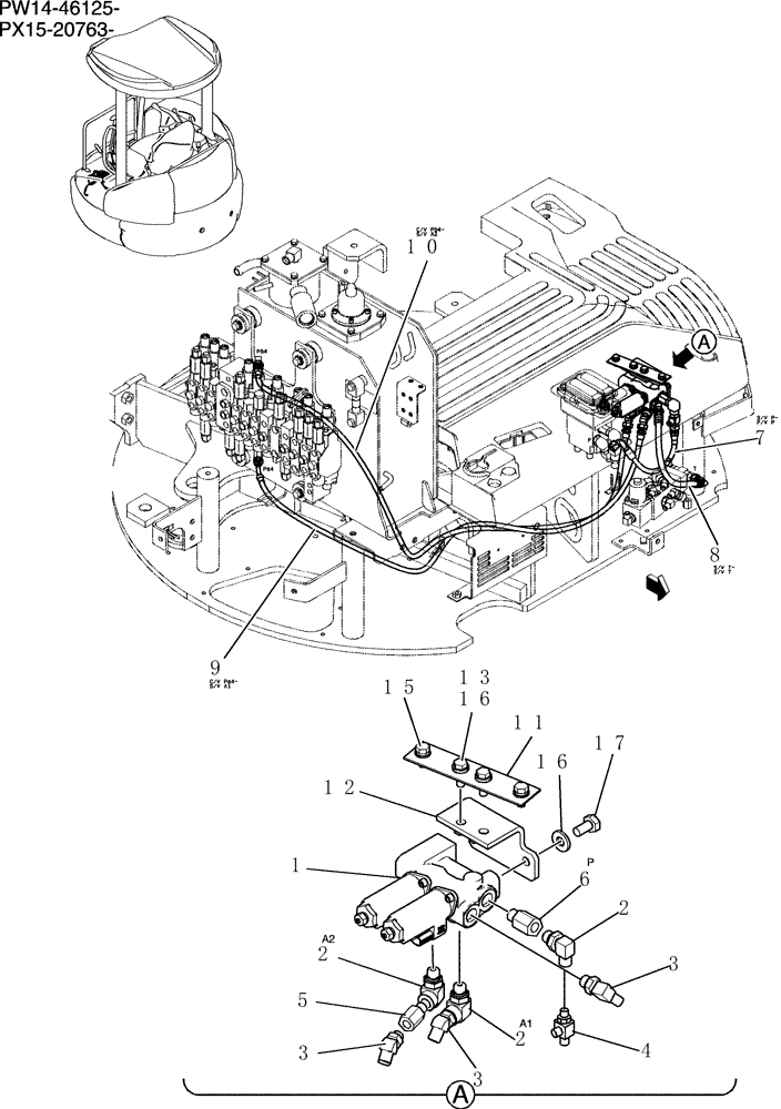 Схема запчастей Case CX36B - (163-72[1]) - CONTROL LINES, REMOTE (PROPORTIONAL, ANGLE DOZER) (05) - SUPERSTRUCTURE