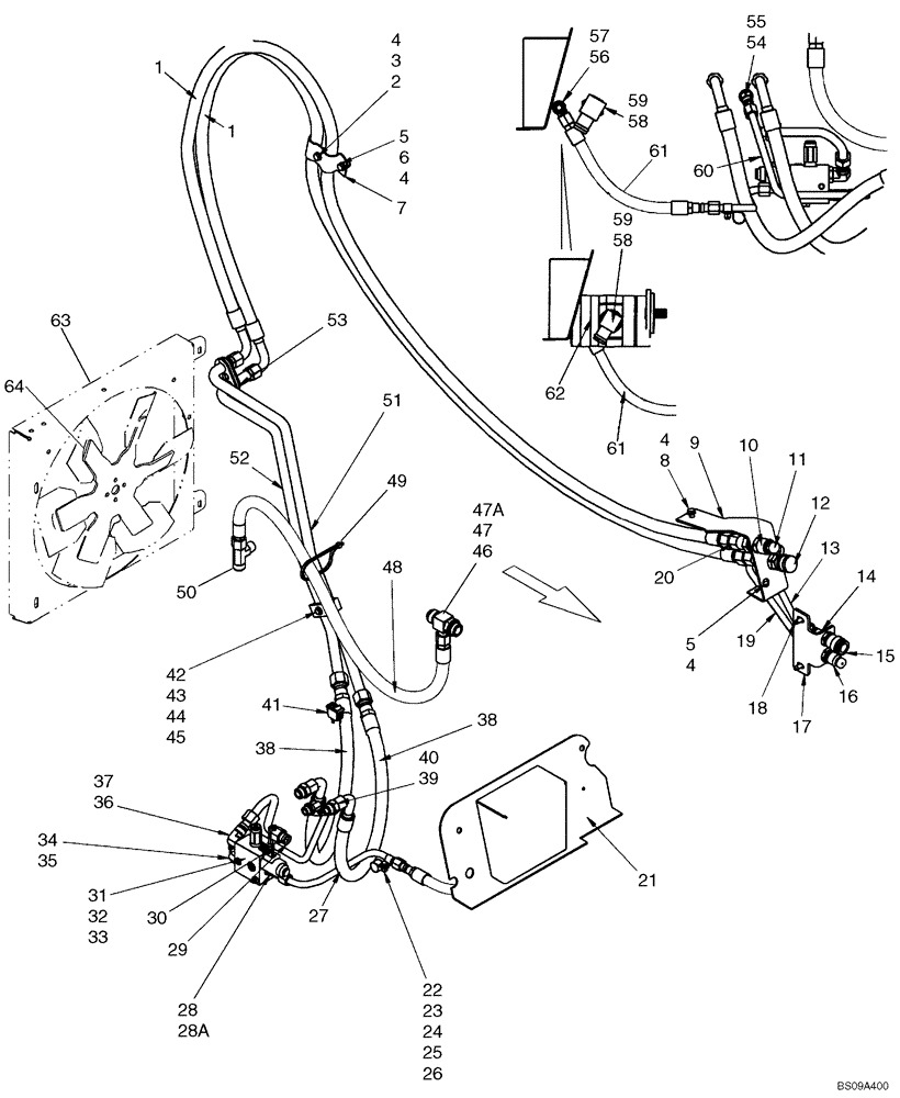 Схема запчастей Case 445 - (08-14) - HYDRAULICS - HIGH FLOW (08) - HYDRAULICS