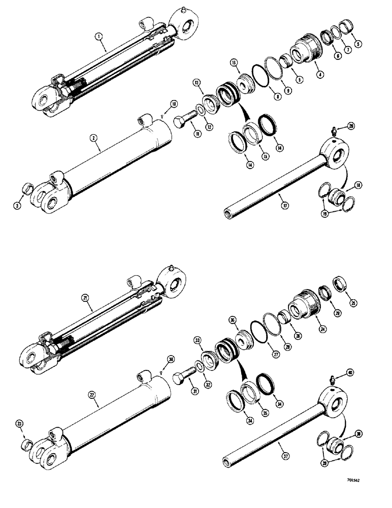 Схема запчастей Case 400C - (242) - DECKING BLADE LIFT CYLINDERS, D49558 AND D49559 DECKING BLADE LIFT CYLINDERS (09) - CHASSIS