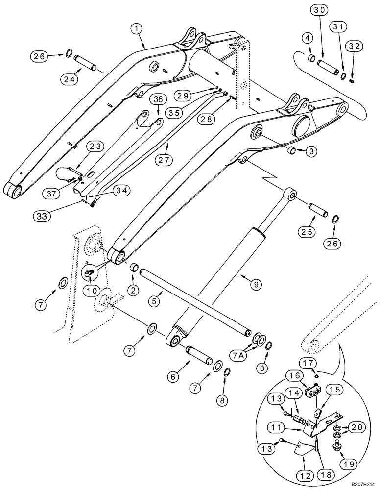 Схема запчастей Case 590SM - (09-04A) - FRAME - LOADER LIFT, IF USED, SEE REF 1 (09) - CHASSIS/ATTACHMENTS