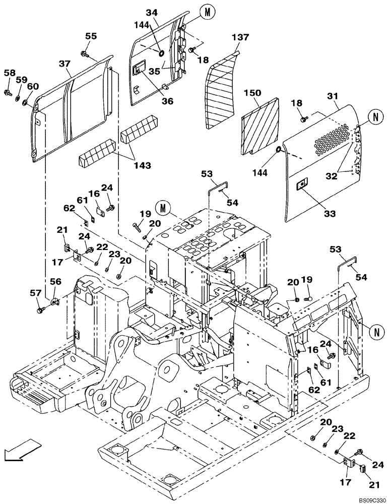 Схема запчастей Case CX130B - (09-21) - ACCESS DOOR - INSULATION (09) - CHASSIS/ATTACHMENTS