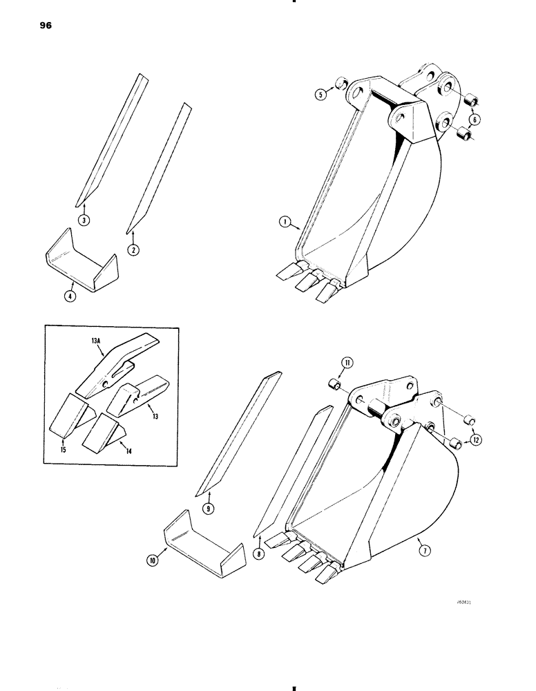 Схема запчастей Case 35 - (096) - BACKHOE BUCKETS, TRENCHING BUCKETS 