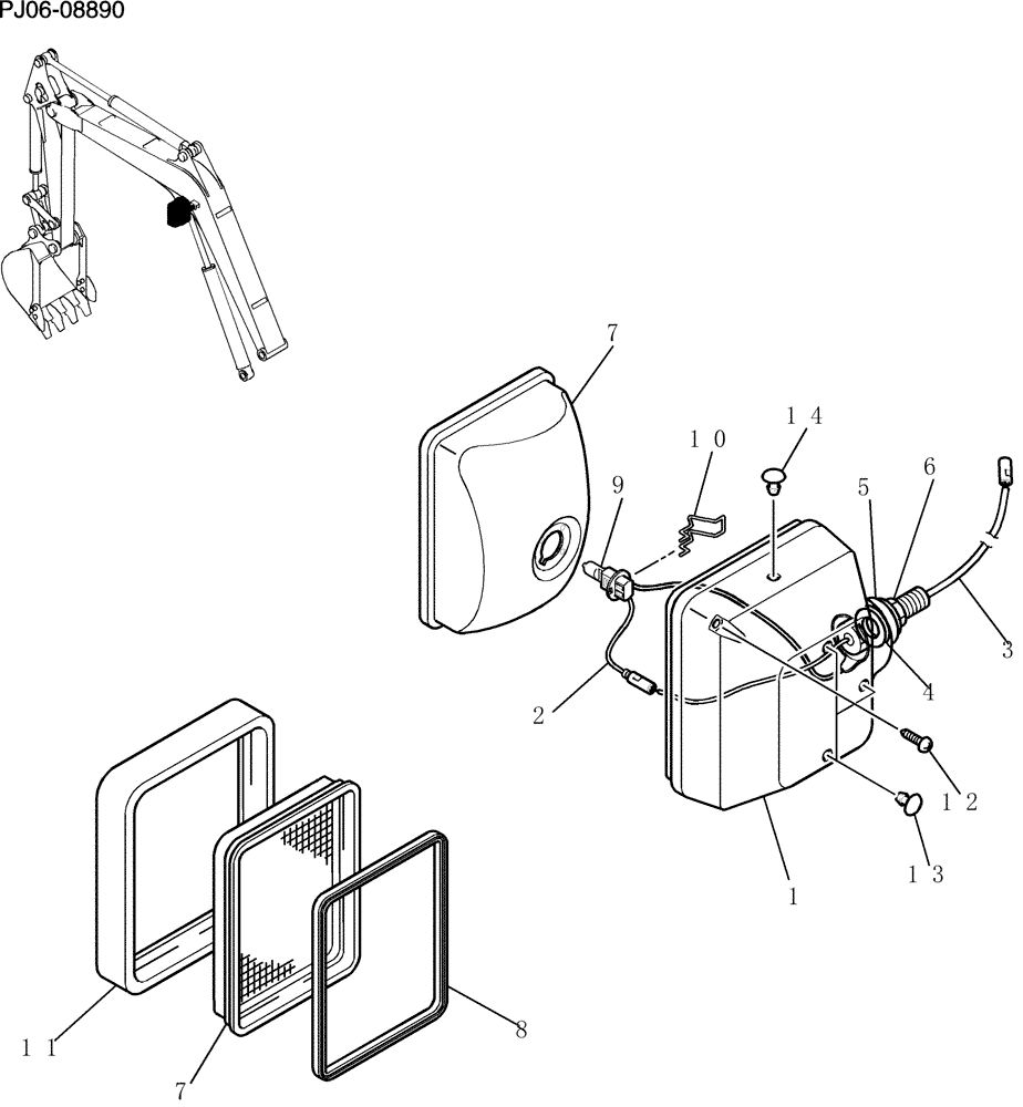 Схема запчастей Case CX50B - (216-01[1]) - LIGHT ASSY, WORKING (55) - ELECTRICAL SYSTEMS