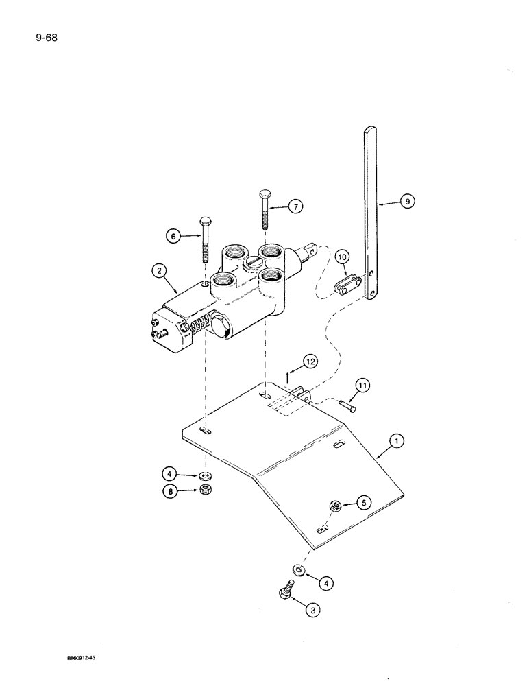 Схема запчастей Case 360 - (9-068) - HYDRA-BORER CONTROL VALVE MOUNTING (09) - CHASSIS/ATTACHMENTS